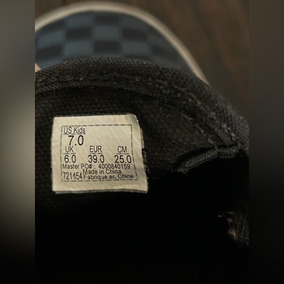 Vans Kids Size 7 checkerboard slip on sneakers 25 inches in black and pink - Picture 8 of 10